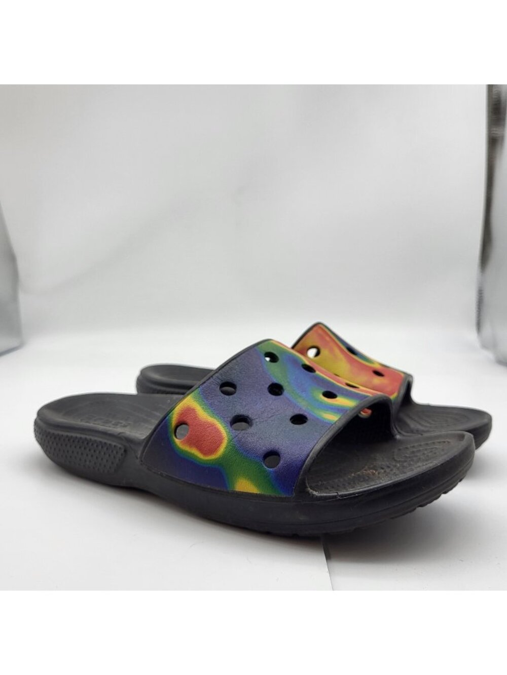 Classic Crocs Unisex Solarized Slide Sandals Womens 8 Rainbow tie dyed Vegan